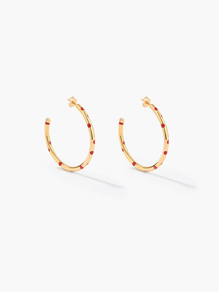 Positano hoop earrings coral dots